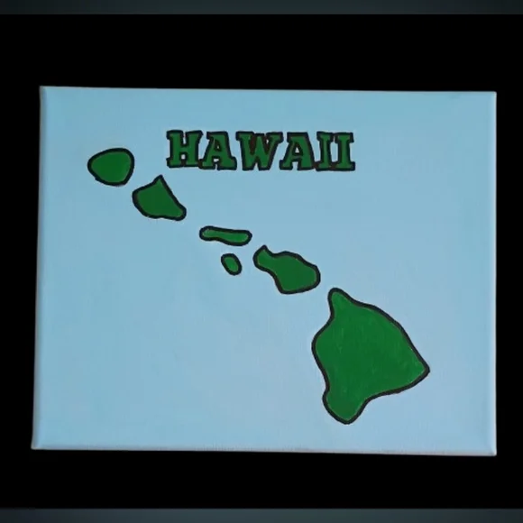 Hawaii Islands Canvas Wall Art Hand Painted Blue Beach Tropical Decor - Picture 3 of 3